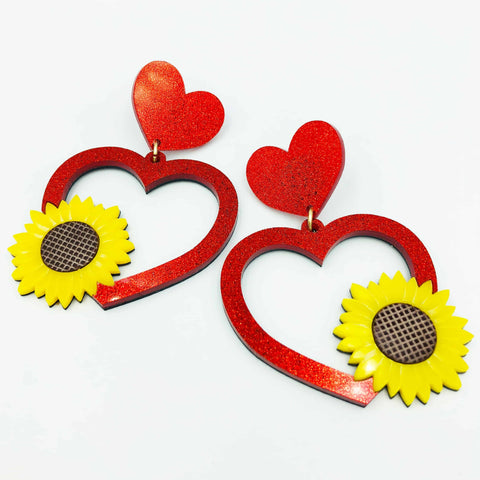 Sunflower Heart Earrings