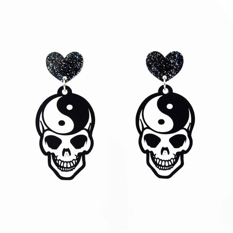 Yin Yang Skull Earrings