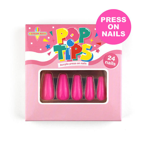 Pop Tips! Press on Acrylic Nails - Pinker than Pink